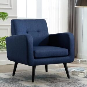 Blue Fabric Accent Chair for Living Room