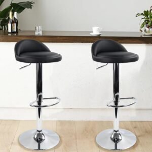 PU Leather Bar Stool with Swivel & Backrest
